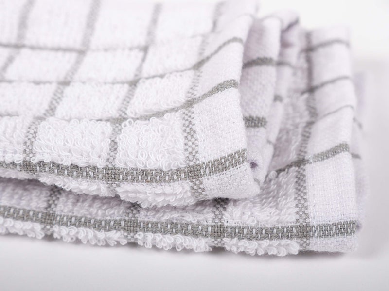 KAF Home Pantry 100% Cotton Checkered Grid Dish Cloths | Set of 6, 12 x 12 Inches | Absorbent and Machine Washable | Perfect for Cleaning Counters, and Any Household Spills - Gray - Image 3